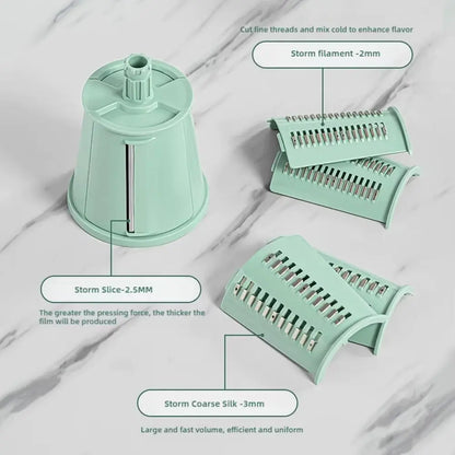 Rotary Cheese Grater - 5 Interchangeable Stainless Steel Blades 