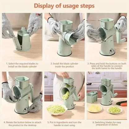 rotary cheese grater with interchangeable blades-4in1