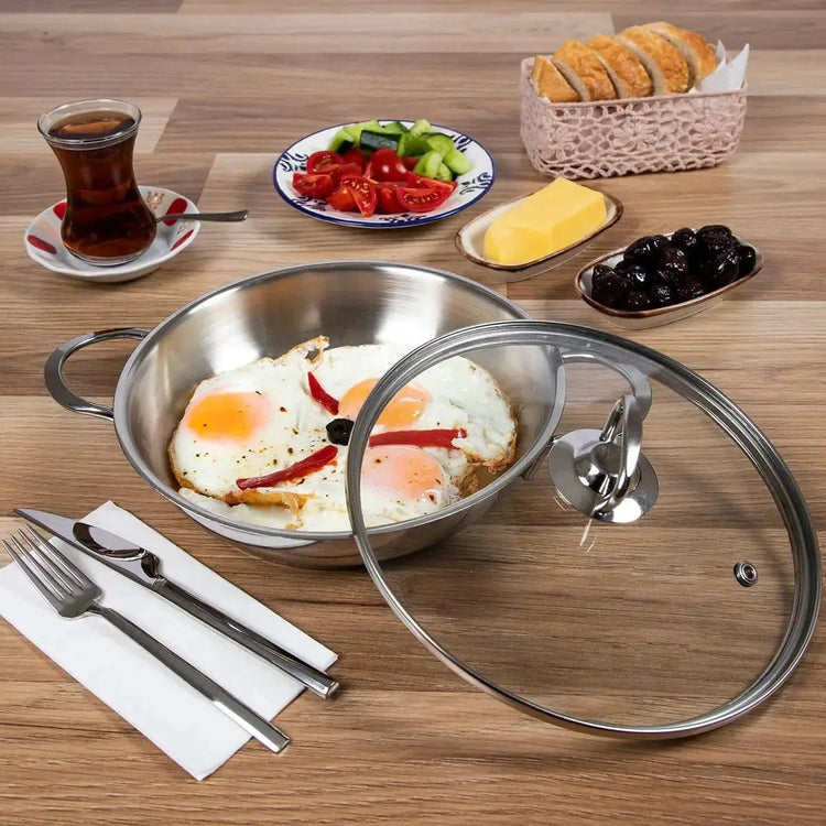 Serenk Modernist Stainless Steel Omelette Pan, 20 cm - KitchenKlout