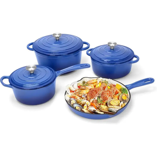Signature Enameled, Cast Iron, 7-Piece Cookware Set
