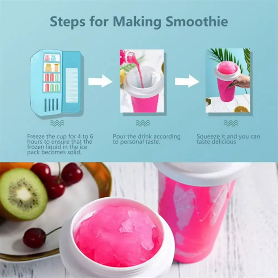 Slushie Maker Cup - Silicone Portable Smoothie Squeeze Cup