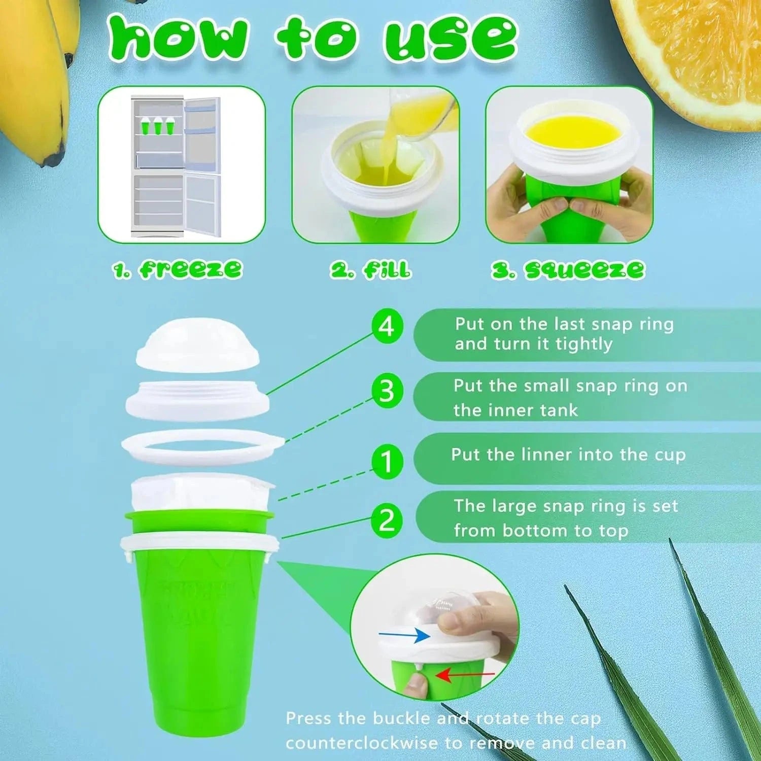 Slushie Maker Cup,Quick Frozen Magic Slushy Cup,Parent - Child DIY Cooling Cup Smoothie Squeeze Cup with Lid Straw for Kids,Family - KitchenKlout