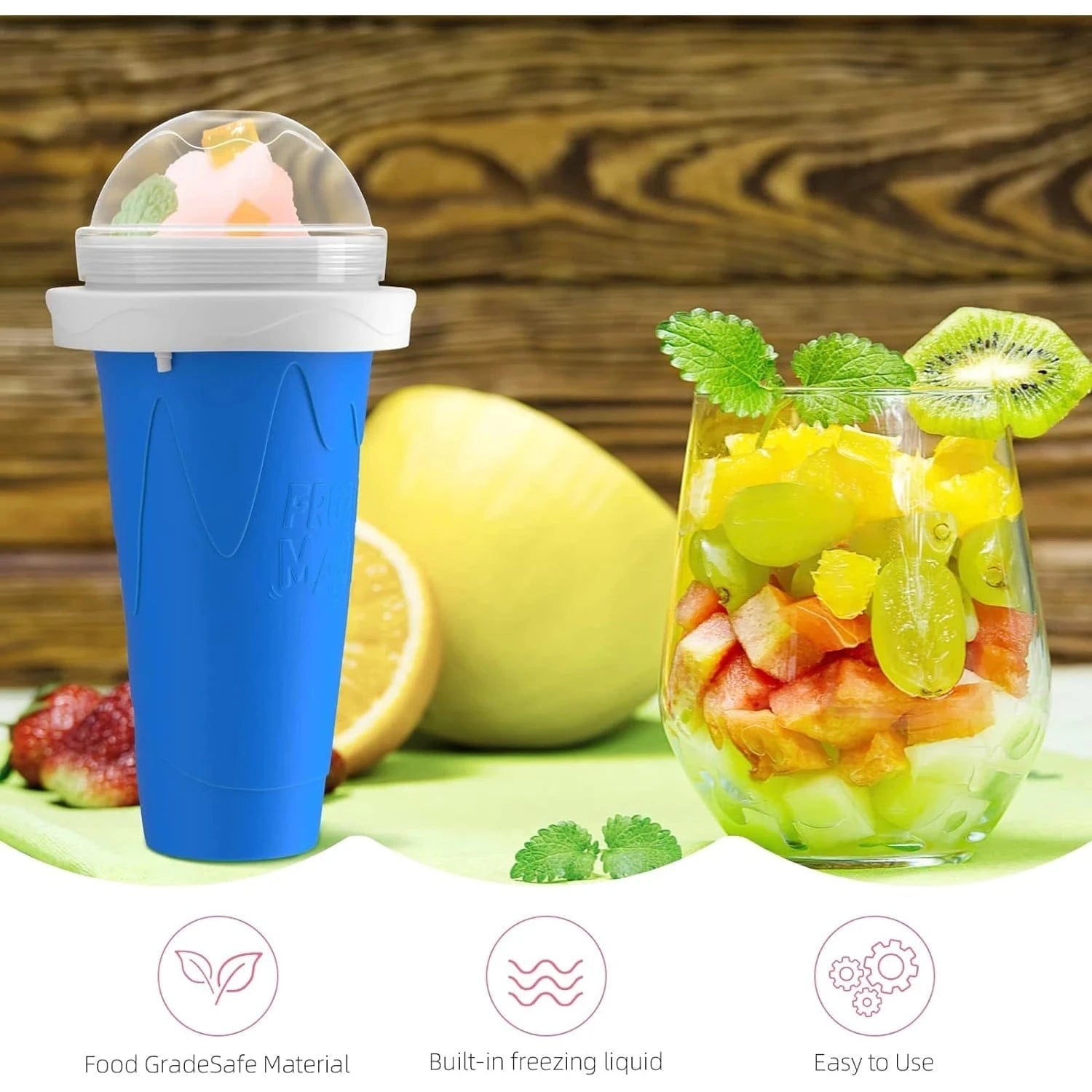 Slushie Maker Cup,Quick Frozen Magic Slushy Cup,Parent - Child DIY Cooling Cup Smoothie Squeeze Cup with Lid Straw for Kids,Family - KitchenKlout