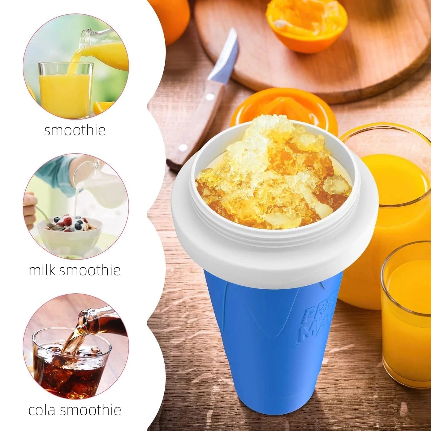 Slushie Maker Cup,Quick Frozen Magic Slushy Cup,Parent - Child DIY Cooling Cup Smoothie Squeeze Cup with Lid Straw for Kids,Family - KitchenKlout