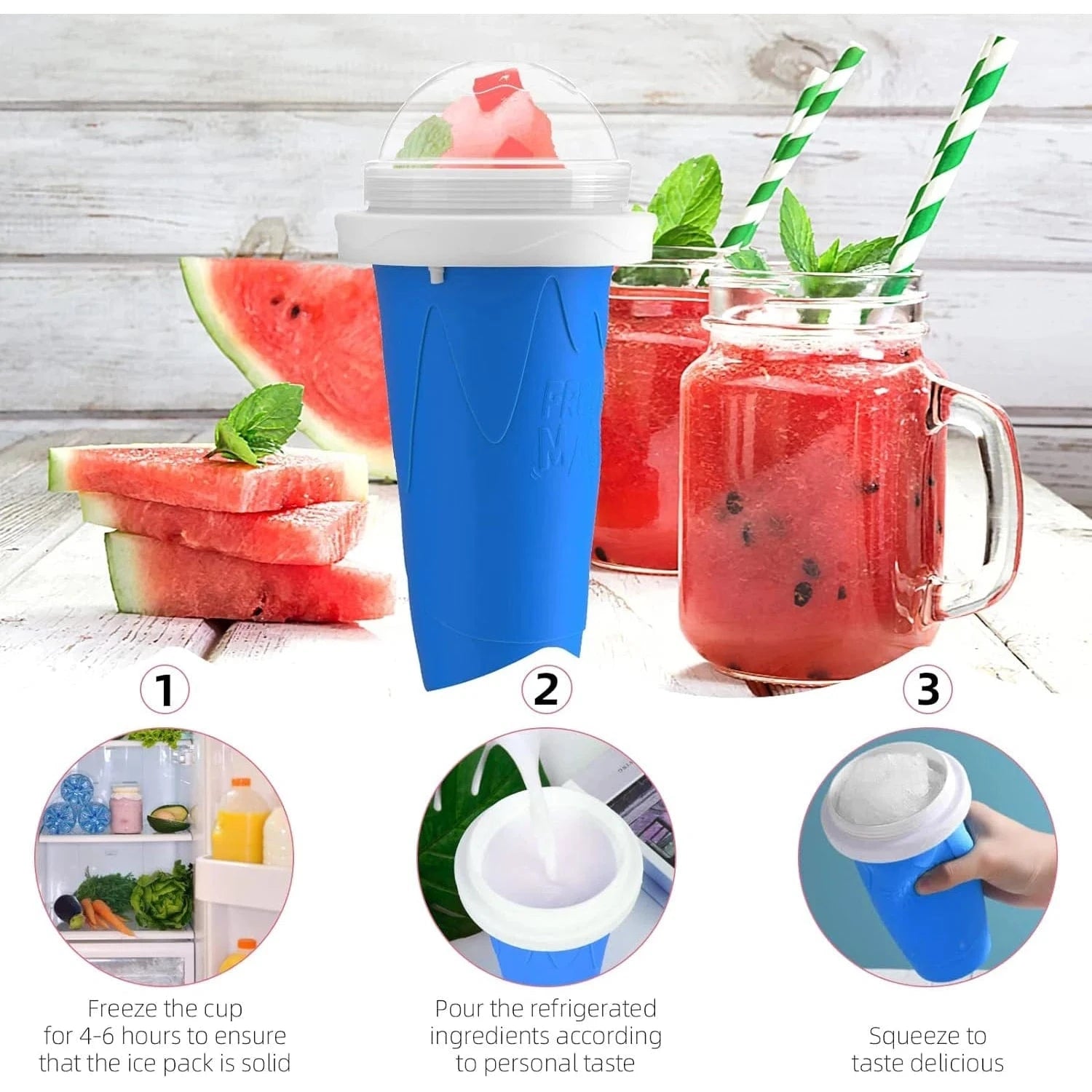 Slushie Maker Cup,Quick Frozen Magic Slushy Cup,Parent - Child DIY Cooling Cup Smoothie Squeeze Cup with Lid Straw for Kids,Family - KitchenKlout