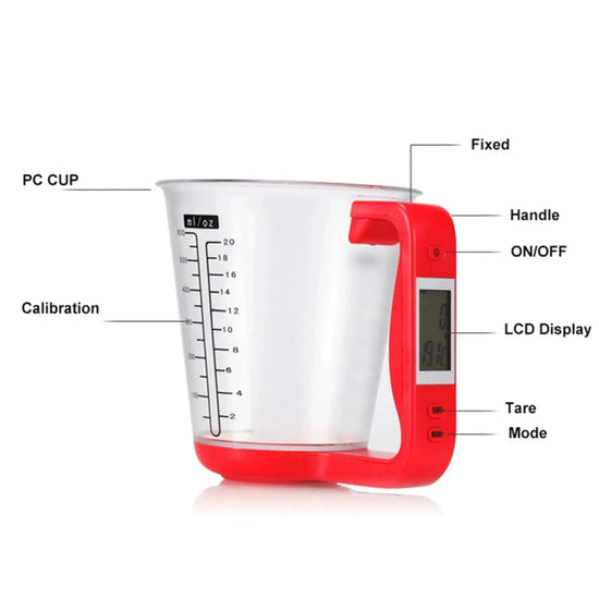 Smart - Cup, Measuring Scale, Kitchen Weigh device with LCD, Temperature & Weight Measuring gadget - KitchenKlout