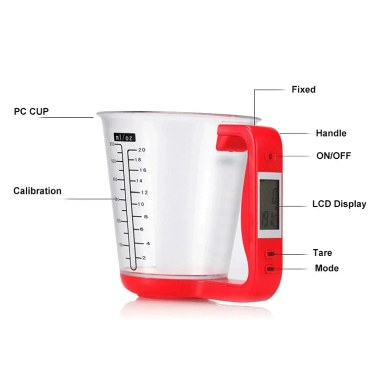 Smart - Cup, Measuring Scale, Kitchen Weigh device with LCD, Temperature & Weight Measuring gadget - KitchenKlout