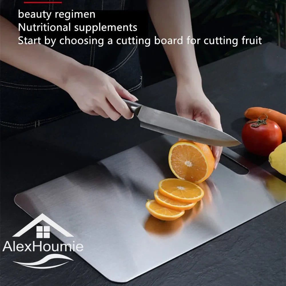 Stainless Steel Cutting Board Home Kitchen Rectangular Chopping Board Kneading Dough Cutting Dough and Fruit Vegetable Meat Tool - KitchenKlout