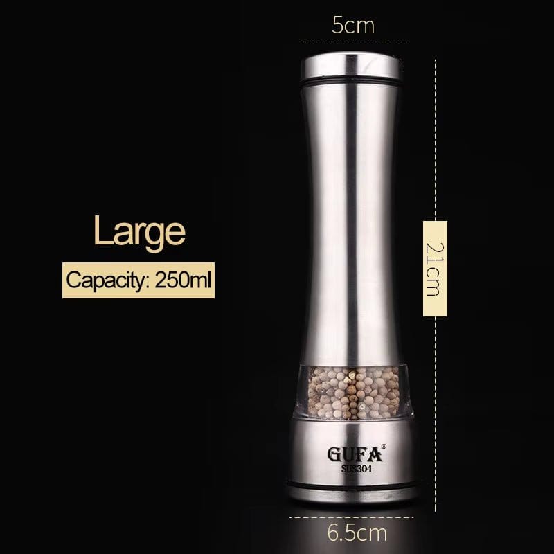 Stainless Steel Salt and Pepper Mill Set - Professional Food Grinder and Spice Container for Kitchen Use - KitchenKlout