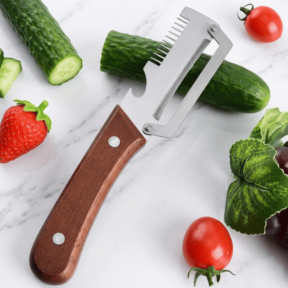 Stainless Steel Wooden Handle Multifunctional Kitchen Peeler Kitchen Tools
