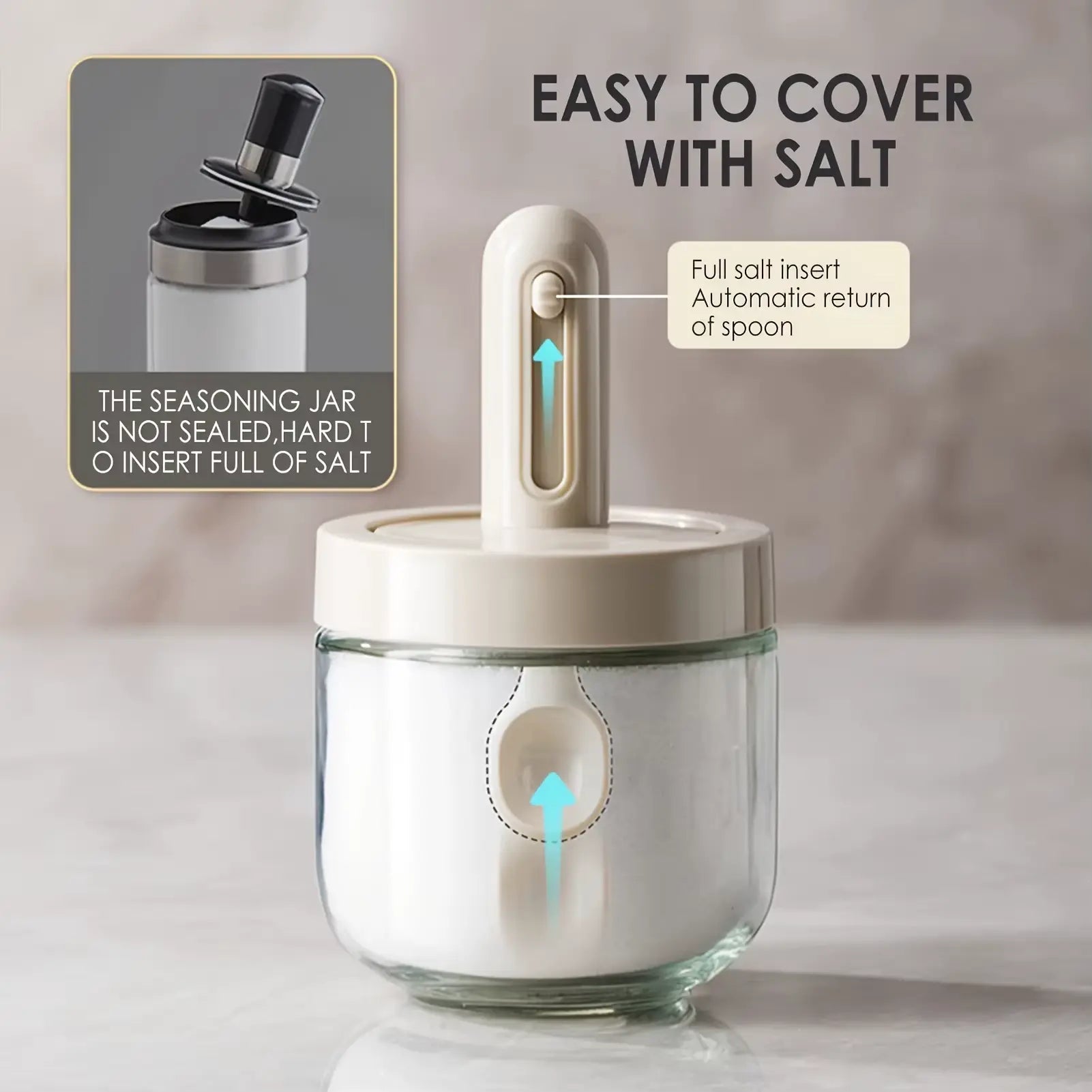 Telescopic Spoon Spice Seasoning Glass Container Jar