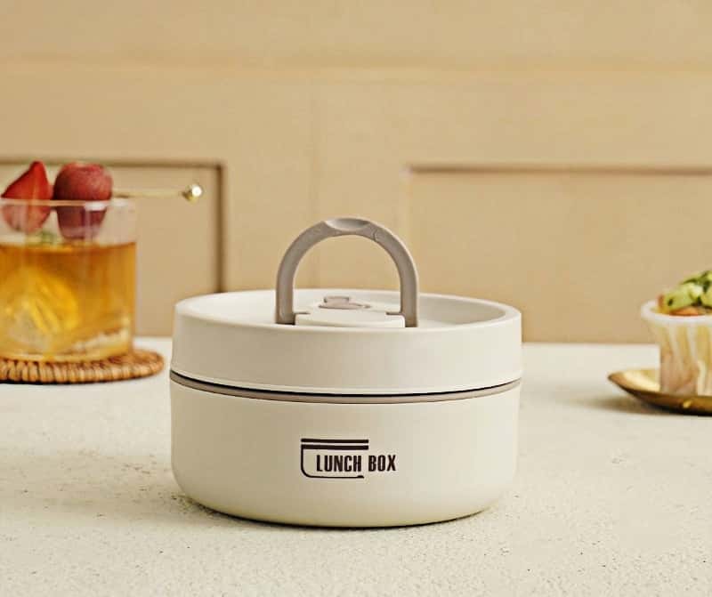 Thermal Bento Box, Insulated Lunch Container Box 304 Stainless Steel Sealed Multifunction Portable Round with Thermal Bag - KitchenKlout