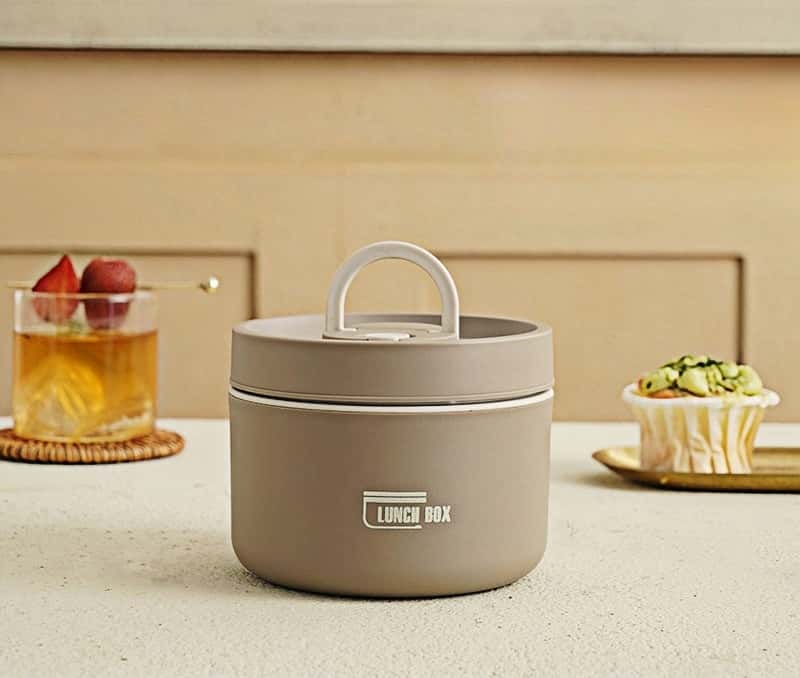 Thermal Bento Box, Insulated Lunch Container Box 304 Stainless Steel Sealed Multifunction Portable Round with Thermal Bag - KitchenKlout