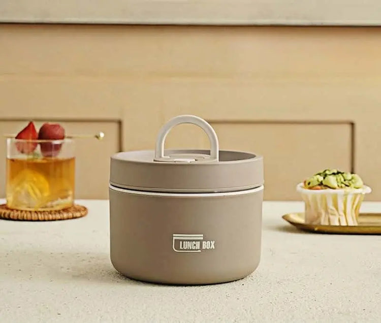 Thermal Bento Box, Insulated Lunch Container Box 304 Stainless Steel Sealed Multifunction Portable Round with Thermal Bag - KitchenKlout