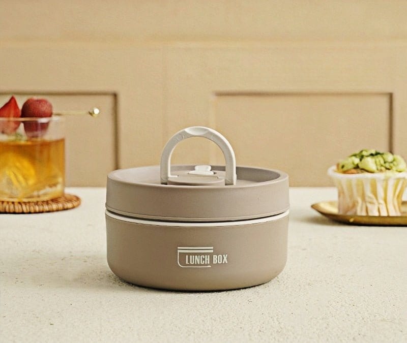 Thermal Bento Box, Insulated Lunch Container Box 304 Stainless Steel Sealed Multifunction Portable Round with Thermal Bag - KitchenKlout