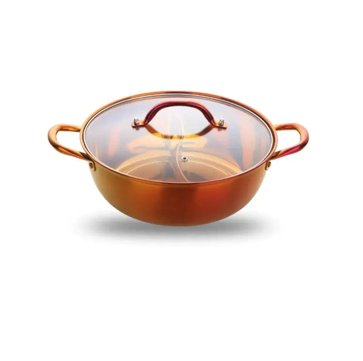 Titanium Plated Stainless Steel Dual Section Hot Pot - KitchenKlout
