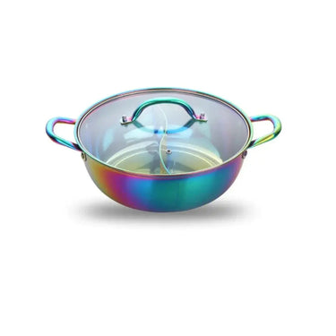 Titanium Plated Stainless Steel Dual Section Hot Pot - KitchenKlout