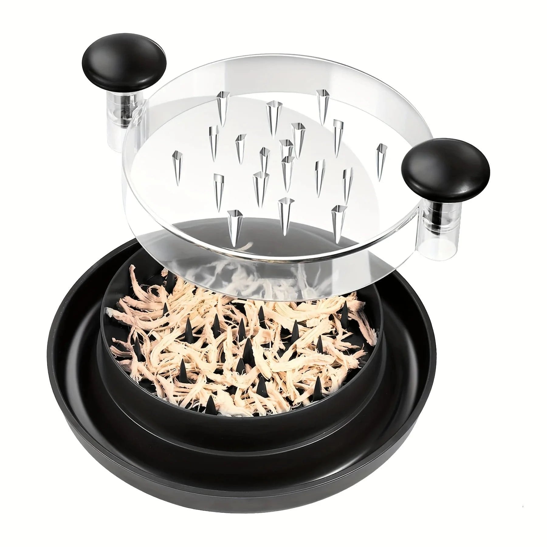 Upgraded Chicken Shredder with Transparent Cover: Large Anti - Slip Rotating Tool for Chopping Chicken, Beef, Cabbage,Vegetables - KitchenKlout