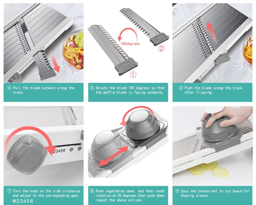 V-Blade 18-in-1 Mandoline Slicer ?€? Stainless Steel Produce Prep Tool